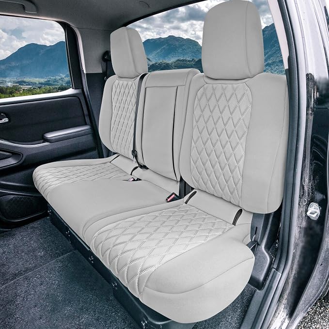 FH Group Custom Fit Car Seat Covers Specifically Made for 2022-2026 Nissan Frontier, Full Set Gray Ultraflex Neoprene Waterproof Automotive Seat Covers for Pickup Truck, Nissan Accessories