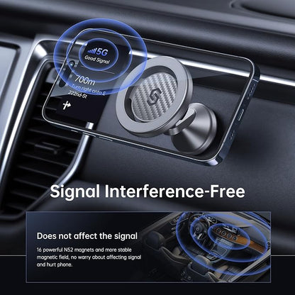 SYNCWIRE for MagSafe Car Mount - Magnetic Phone Holder for Car Dash,360° Rotation Strong Magnets Car Phone Holder Compatible iPhone 17 16 15 14 13, MagSafe Car Accessories, Titanium Silver