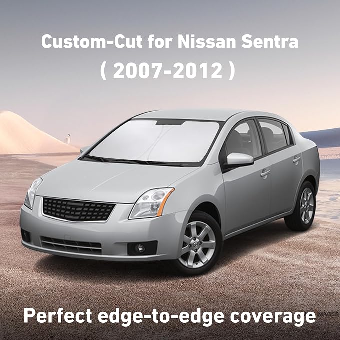 EcoNour Windshield Sunshade Compatible for Nissan Sentra 2007-2010 2011 2012, Sun Visor for Front Windshield & Window Sun Shade Cover, UV Heat Blocker & Protector, Car Accessories