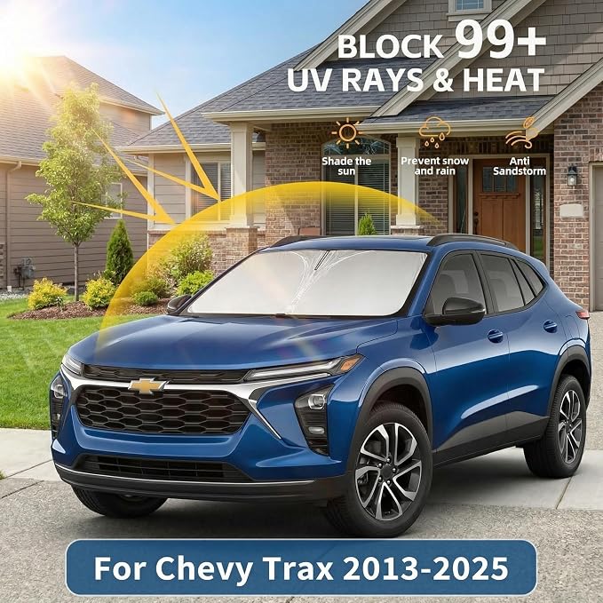Windshield Sun Shade for Chevy/Chevrolet Trax 2013-2024 2025 Sunshade Front Window Shade Custom Fit Trax Accessories Sun Visor Foldable Shade Blocks UV Rays Accessories