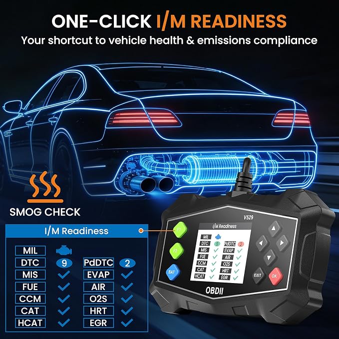 OBD2 Scanner Diagnostic Tool, Code Reader for Check Engine Light with Battery Test, EVAP System(Mode 8), O2 Sensor & I/M Readiness, Automotive Engine Fault Scanner for All OBDII Protocol Cars
