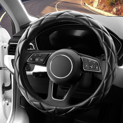 YHONGJT Soft Microfiber Leather Steering Wheel Cover, Universal 15 Inch for Women Girls, Fit Vehicles, Sedans, SUVs, Vans, Trucks - Black