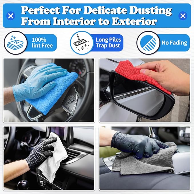 FIXSMITH Shop Towels, Microfiber Cleaning Cloth Bulk, 200 Pack Microfiber Towels for Cars, All-Purpose Absorbent Cleaning Rags, Dust Cloth for Automotive, Mechanic, Garage, Bar, 11.5 x 11.5 inch