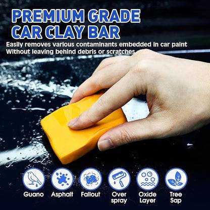 TEAWOO Clay Bars Kit, 6 Clay Bars & 20 PCS Lubricant Tablets, Complete Car Detailing Kit, Spray Bottle, Disposable Gloves and Microfiber Towels for Car Detailing Cleaning