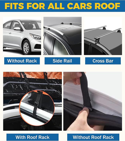 15 Cubic Feet Roof Rack, Rooftop Cargo Carrier, Soft-Shell Carriers with Anti-Slip Mat for All Cars with/Without Rack