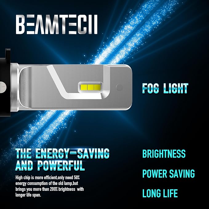 BEAMTECH 9005 H11 Fog Light Bulbs, 6500K Fog Light or Off Road Light