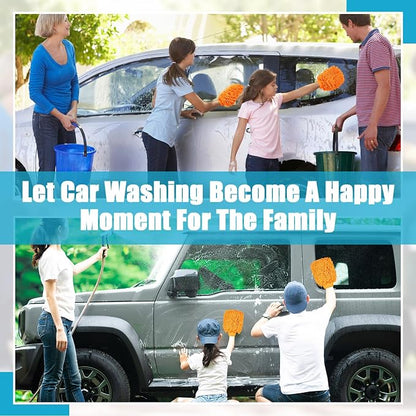 Toulite 16 Pcs Car Wash Mitt Chenille Microfiber Wash Mitt Double Sided Glove Cleaning Drying Mitts (7.48 x 10.24 Inch,Orange)