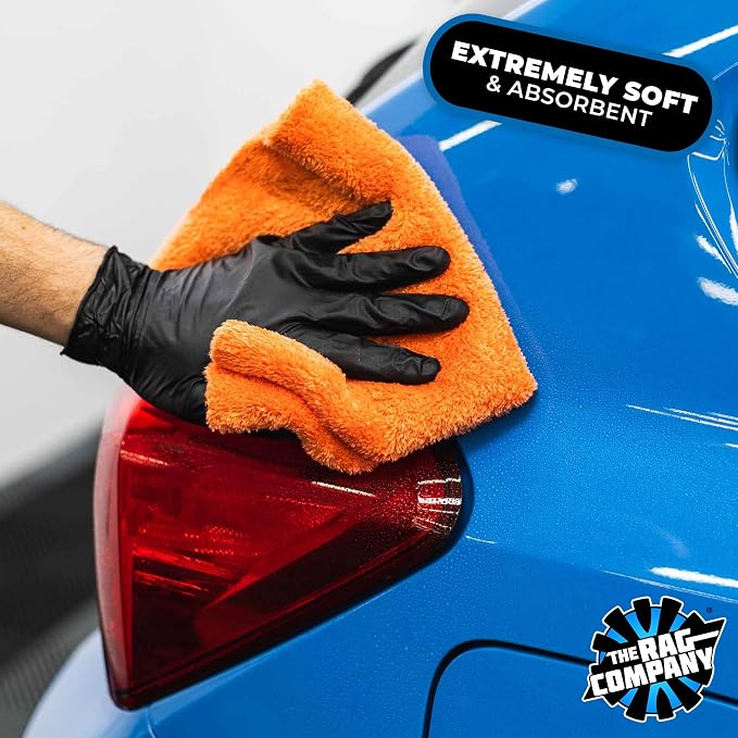 The Rag Company - Eagle Edgeless 500 (4-Pack) Professional Korean 70/30 Blend Super Plush Microfiber Detailing Towels, 500GSM, 16in x 16in, Orange