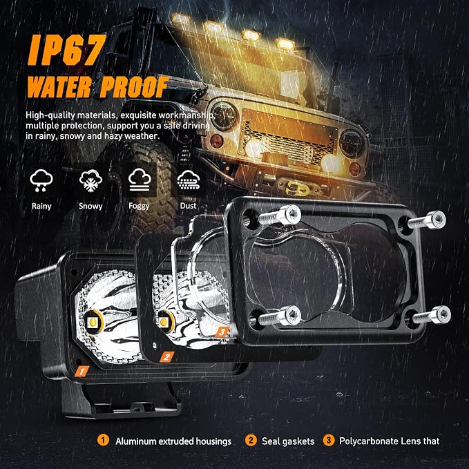 Nilight 3Inch Amber LED Light Pods 2PCS 10W Super Spot Fog Lights Auxiliary Driving Lamp Built-in EMC for Motorbike SUV ATV Truck Boat Tractor Forklift