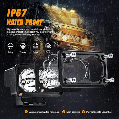 Nilight 3Inch Amber LED Light Pods 2PCS 10W Super Spot Fog Lights Auxiliary Driving Lamp Built-in EMC for Motorbike SUV ATV Truck Boat Tractor Forklift