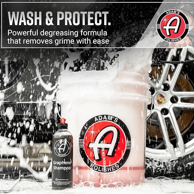 Adam's Polishes Graphene Shampoo Gallon, Graphene Ceramic Coating Infused Car Wash Soap, Powerful Cleaner & Protection In One Step, pH Neutral, High Suds For Foam Cannon, Foam Gun or Detailing Bucket