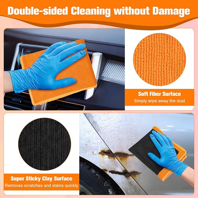 Clay Towel 12 x 12 Inch, Orange Clay Bar Towel for Auto Detailing Microfiber Car Cloth Cleaner Automotive for Car Detailing
