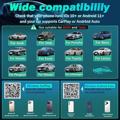 Wireless Carplay Adapter,2025 Upgrade 2-in-1 Convert Factory Wired to Wireless Car Play Android Auto Dongle, for Phone iOS 10+ & Android 11+ with USB/USB-C Port