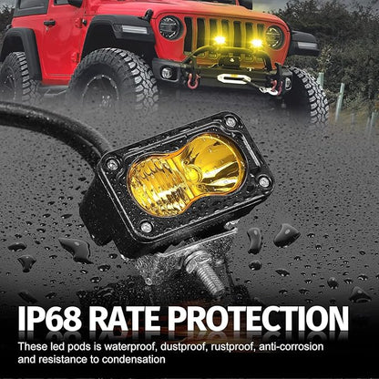 LED Pods Amber, 2Pcs 40W 3 Inch Driving Light Yellow Off Road Light LED Bumper Lights Super Bright LED Work Light Cube Waterproof Combo Fog Light for Truck ATV UTV SUV Motorcycle Boat