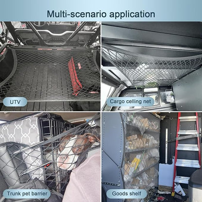 Cargo Net for SUV Trunk, Heavy Duty 3000D Polyester + 2240D Spandex Bungee Net, 31.5"x23.6" Elastic Storage Mesh, Cargo Organizer Net for Car Minivan Jeep Pickup SUV, Gray