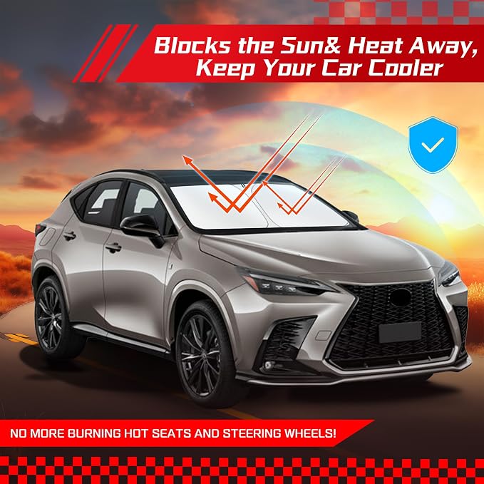 ARISMOTOR Windshield Sun Shade for Le-xus NX NX250 NX350 NX350h NX450h+ 2022-2025 2026, Custom Fit Foldable Front Window Sunshade Sun Visor Protector, Block UV Rays Keep Your Car Cooler