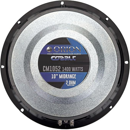 ORION Cobalt CM1052 High Efficiency 10" Mid-Range Bullet Loudspeaker, 1400W Max Power, 350W RMS, 2 Ohm, 2" Voice Coil - Pro Car Audio Stereo, Midrange Speaker (Single)