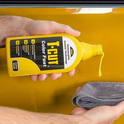 T-Cut Color Fast 3-in-1 Paint Restorer, Yellow - Scratch Remover, Ceramic Car Wax & Color Enhancer - Removes Swirls & Oxidation, 17 oz