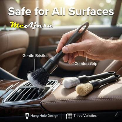 8-Piece Car Interior Detailing Kit - 160g Non-Sticky Gel (128% More Than 70g), Ultra-Soft Detail Brush, Boars Hair Brushes, Dual-Head Vent Brush, Towel & Bag | for Cars, Trucks, SUVs
