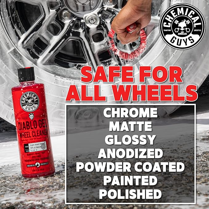 Chemical Guys Diablo Gel Oxygen Infused Foam Wheel & Rim Cleaner, Concentrated Car Wheel Cleaner Safe on All Finishes, Removes Brake Dust, Dirt, Grime, for Cars, Trucks, SUVs, Motorcycles & RVs, 16 oz
