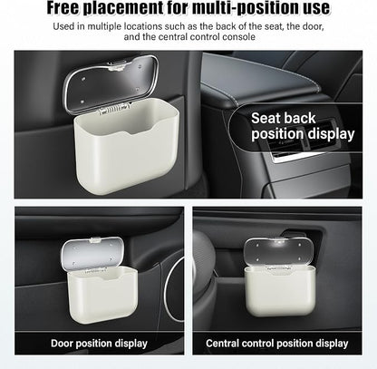 UYYE Car Trash Can, Car Garbage Bin with Lid & Handle - Leak-Proof Mini Trash Can for Car, Truck, SUV - Essential Car Accessories for Organization (White)