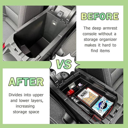 HGWEI Center Console Organizer Compatible with GMC Terrain 2018-2024 Interior Accessories Terrain SL/SLE/SLT/AT4/Denali Middle Insert Tray Armrest Storage Box with Coin Holder (NOT FOR 2025-2026) Red
