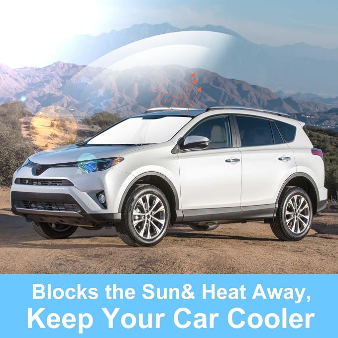TINGLU Sun Shade for Toyota RAV4 2013-2018 Accessories Windshield Sun Shade Window Shade UV Rays Protection Sun Visor Cover with Steering Wheel Sunshade Storage Bag