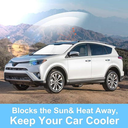 TINGLU Sun Shade for Toyota RAV4 2013-2018 Accessories Windshield Sun Shade Window Shade UV Rays Protection Sun Visor Cover with Steering Wheel Sunshade Storage Bag