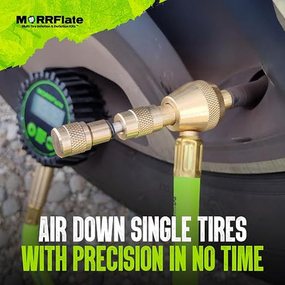 MORRFlate Single Tire Deflator | Rapid Air Deflator with 1-150 PSI Digital Gauge | Includes Purge Valve, 16 Inch Hose, and Rip Away Molle Panel Carrying Case