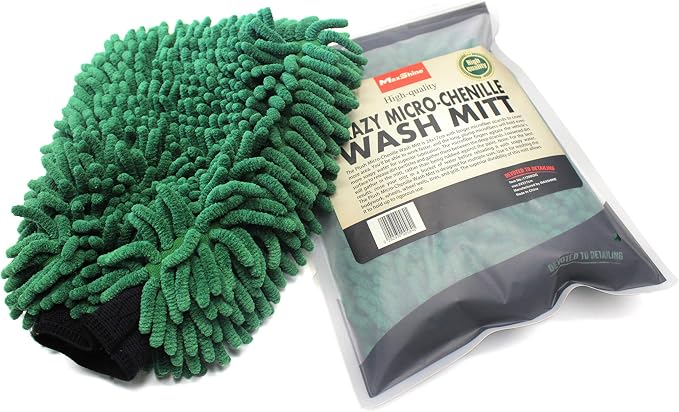Maxshine Universal Chenille Microfiber Wash Mitt – Ultra-Soft Glove with Foam Core & Elastic Cuff – Scratch-Free, Lint-Free – Safe for Paint & Ideal for Exterior Car Detailing