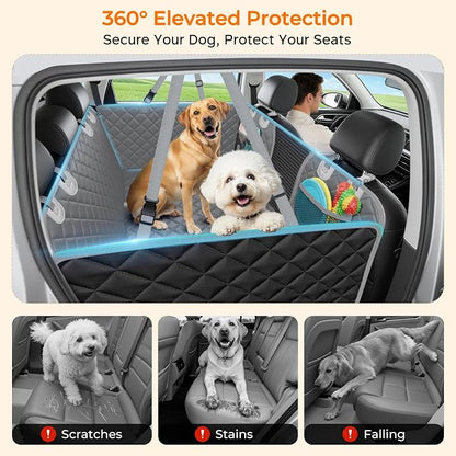 URPOWER 2026 Upgraded Back Seat Extender for Dogs - Large Hard Bottom Dog Car Seat Cover Holds 550lbs, Waterproof Dog Hammock Pet Bed with High-Density Foam Non-Slip Backseat Protector