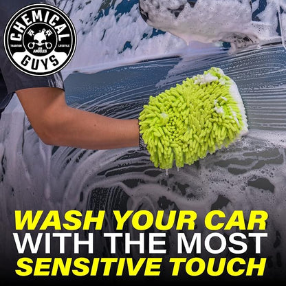 Chemical Guys Chenille Premium Scratch-Free Microfiber Wash Mitt for Car Washing - Lime Green,Ultra-Soft Car Wash Glove,Swirl-Free Finish,Safe for Trucks,SUVs,Motorcycles,and More,(Pack of 12)