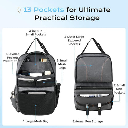 Coverado Backseat Car Organizer 2 Packs, Heavy-Duty Durable Dual-Way Use Car Back Seat Organizer Waterproof with Multi Pockets, Zipper Closure Design, Protect Valuables from Spills, Keeps Car Tidy
