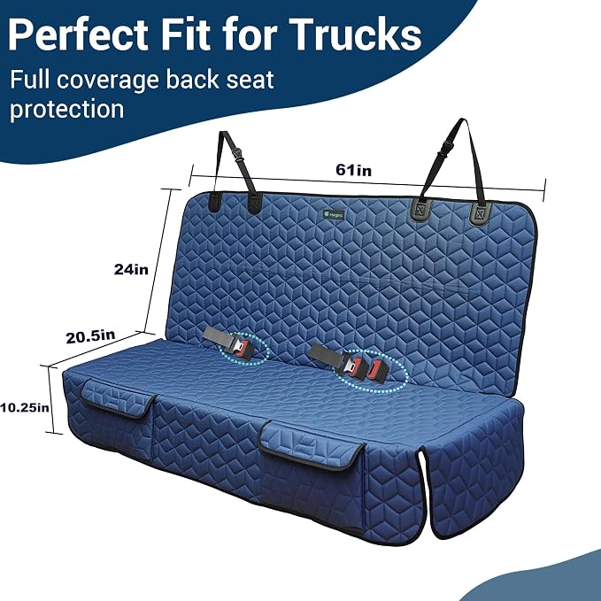 Meginc Dog Car Seat Covers for Back Seat, Heavy Duty Pet Bench Seat Covers for Trucks Waterproof Protector Back Seat Nonslip Dogs Car Seat Covers for Crew Cab/Ford F-Series/Ram 1500/Sierra/Silverado