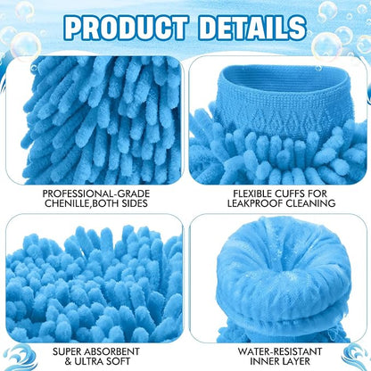 24 Pack Car Wash Mitt Bulk Microfiber, 10'' x 8'' Chenille Car Wash Mitt Gloves, Scratch Free Double Sided No Lint No Marks for Truck SUV and All Vehicle Surfaces (Blue)