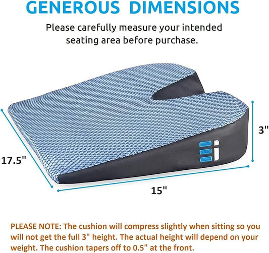 Memory Foam Car Seat Cushion for Driving - Ergonomic Wedge Cushion for Back Pain, Sciatica Relief - Non-Slip Truck Seat Pad for Long Sitting - Office Chair Support 17.5 x 15 x 3.5 (Pack of 2)