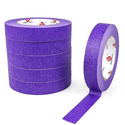 BOMEI PACK Purple Painters Tape,1" x 60 Yards x 6 Rolls (360 Yards Total) - Paint Tape for Walls Painting, Automotive, Labeling, DIY Crafting, Decoration and School Project