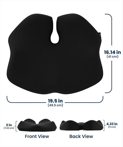 Elevate Series by Everlasting Comfort Doctor Recommended Memory Foam Seat Cushion for Office Chairs & Car - Ergonomic Desk Accessories - Cushions for Tailbone Pain Relief (Charcoal Black, Large)