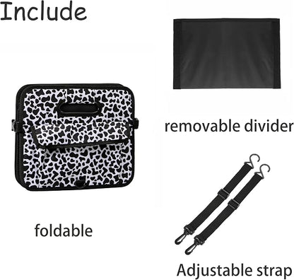 AOKJOY Car Trunk Organizer Car Storage Organizer Collapsible Multi Compartment Car Organizer Adjustable Straps Car Organizer for SUV(Cow)