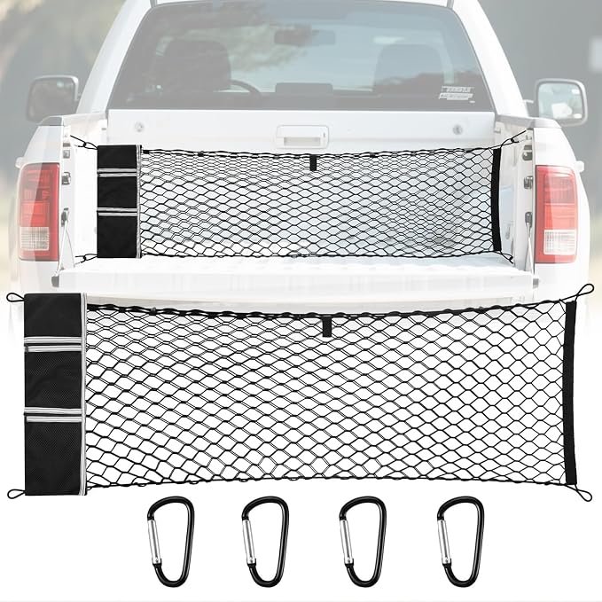 Cargo Net for Pickup Truck Bed for Dodge Ram 1500 2500 3500 Accessories Crew Quad Cab Classic 2000-2025 2026 Mesh Carrier Organizer Storage Netting Automotive Grocery Holder