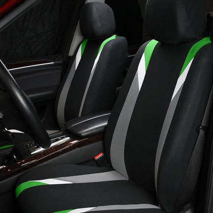 FH Group Front Set Cloth Car Seat Covers for Low Back Car Seats with Removable Headrest, Universal Fit, Airbag Compatible Seat Cover for SUV, Sedan, Van, Green
