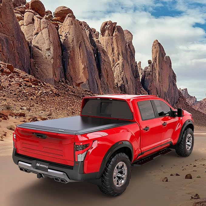 MOSTPLUS 5FT Tri Fold Soft Folding Truck Bed Tonneau Cover Compatible with Nissan Frontier 2005-2025 2026 Fleetside/Suzuki Equator 2009-2014 On Top 60Inch