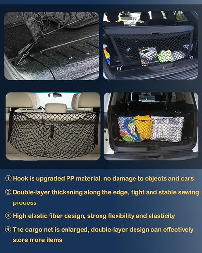Envelope Style Trunk Cargo Net Compatible with KIA Sorento New 2026 2025 2024 2023 2022 2021 LX S EX SX PHEV Envelope Style Car Rear Nylon Mesh Tailgate Netting