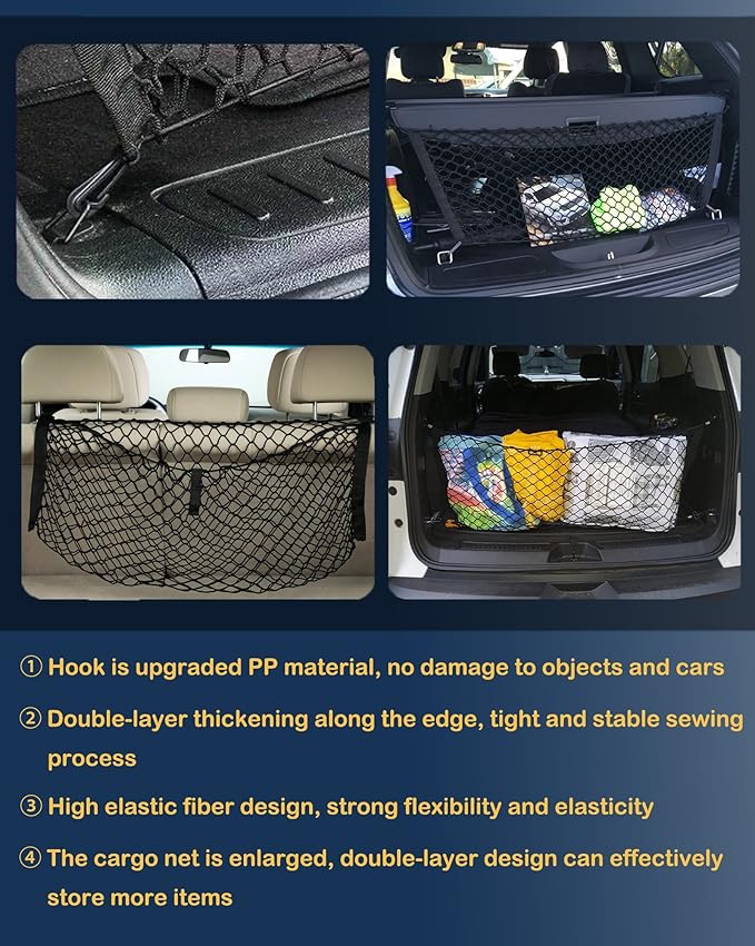 Trunk Cargo Net Compatible with Subaru Forester SK New 2026 2025 2024 2023 2022 2021 2020 2019 2018 2017 2016 2015 2014 2013 2012 2011 2010 2009 2008 2007-1998 Car Rear Nylon Mesh Tailgate Netting