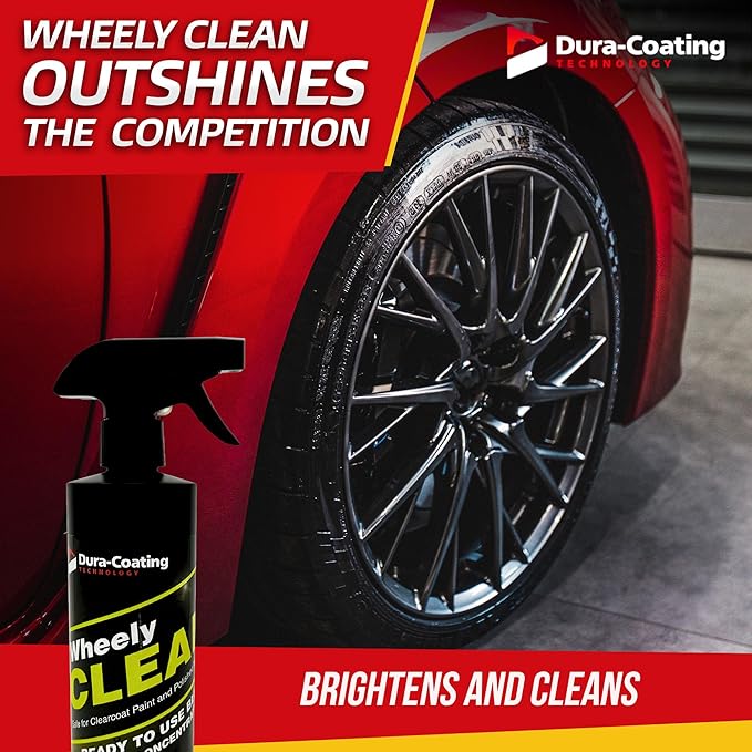 DURA-COATING TECHNOLOGY Wheely Clean - Professional Wheel Cleaner Spray - Ready-to-Use Tire Cleaner and Rim Cleaner - Suitable for Aluminum, Chrome, or Clear-Coated Wheels - Removes Brake Dust - 16 oz