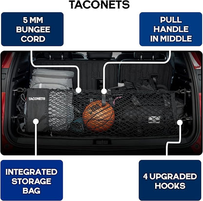 TacoNets Envelope Cargo Net for Acadia/Traverse/Enclave - Fits 2024-Current - Upgraded 5mm Bungee - Integrated Storage Bag - Heavy Duty Hooks - Designed in USA