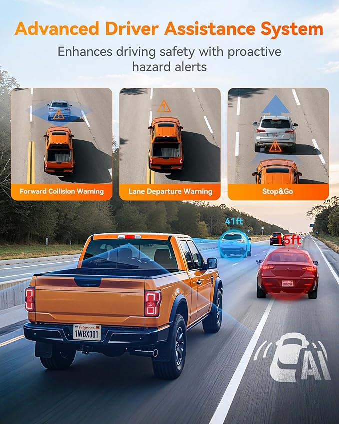 WOLFBOX X3 PRO Dash Cam Front and Rear, Dual STARVIS 2 IMX675, 1440P 60FPS+1440P ADAS Car Camera, EIS Image Stabilization with Ultra-Fast 5.8GHz WiFi, Voice Control & 3" Touch Screen, 64GB Card & GPS