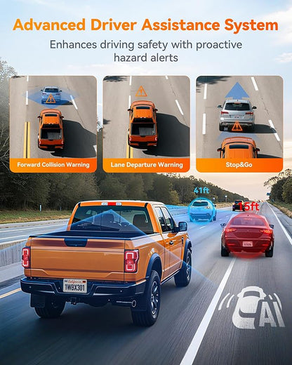 WOLFBOX X3 PRO Dash Cam Front and Rear, Dual STARVIS 2 IMX675, 1440P 60FPS+1440P ADAS Car Camera, EIS Image Stabilization with Ultra-Fast 5.8GHz WiFi, Voice Control & 3" Touch Screen, 64GB Card & GPS