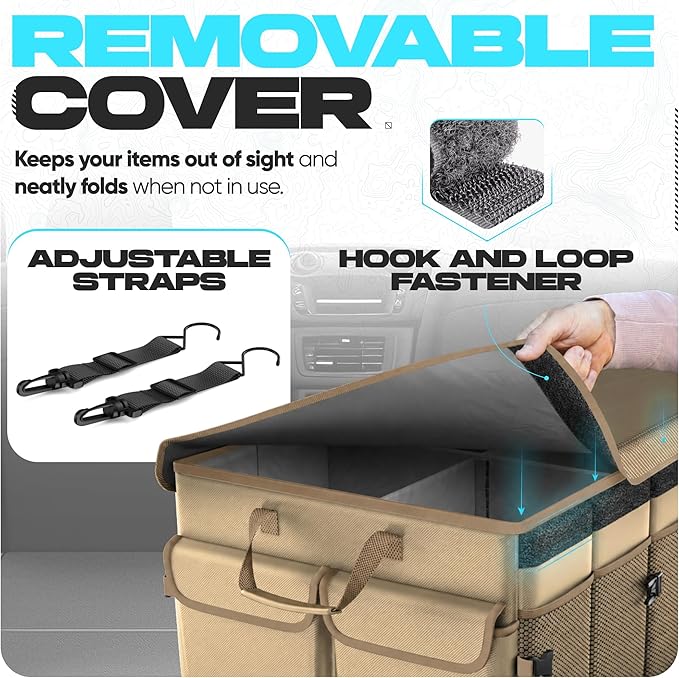 FORTEM Trunk Organizer For SUV Car Trunk Organizer, Foldable Storage, Car Accessories for Women Men, Collapsible Bag, 600D Oxford, Non Slip Bottom, Straps, Soft Cover (85L)