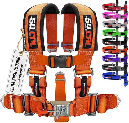 1pc Orange 5 Point Harness for Bucket Seat, Latch Release, 9 Color Options, Racing Harness 5 point, Race Car, UTV, RZR [6009A3]